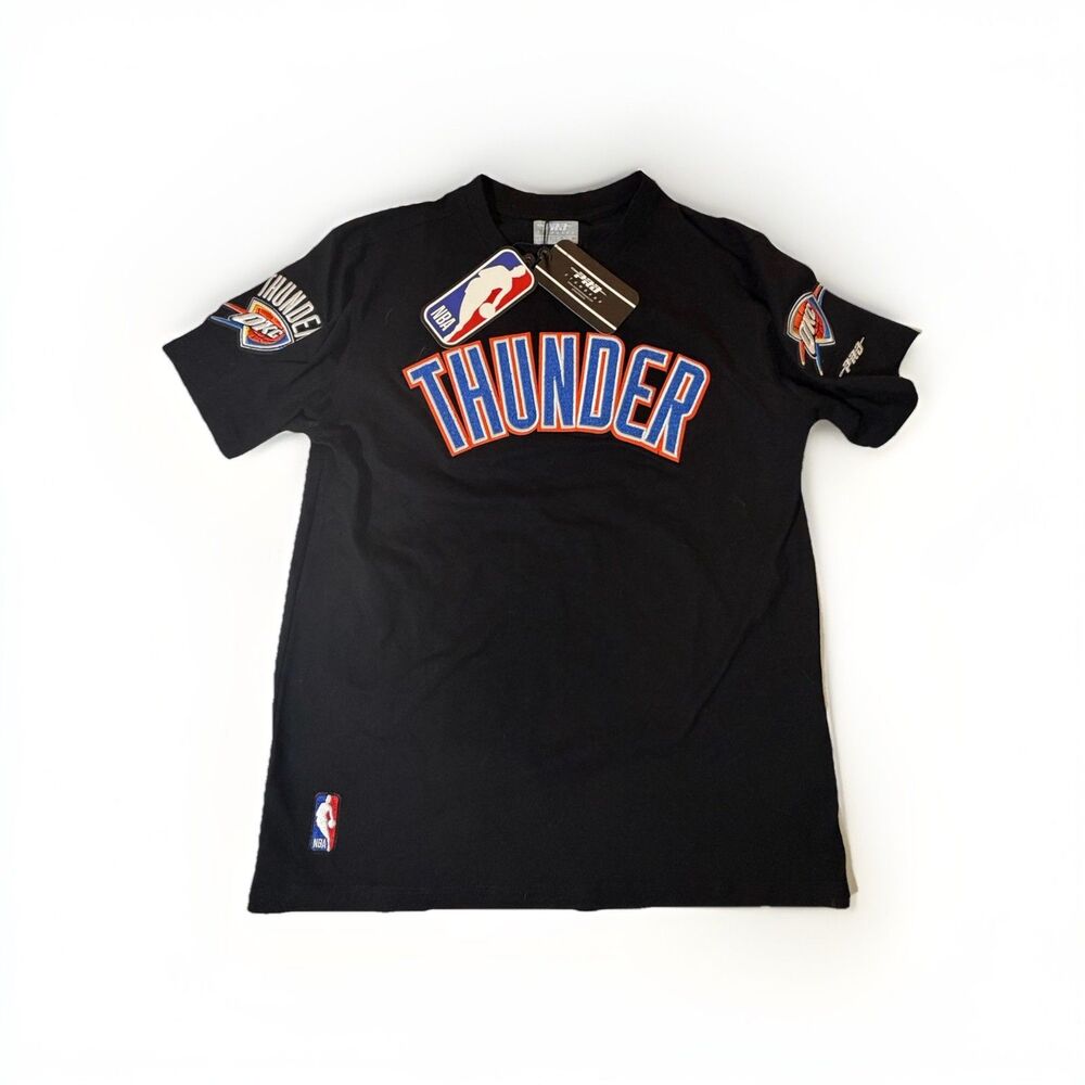 NWT Pro Standard Oklahoma City Thunder T Shirt Youth Large Black NBA Logo Patch